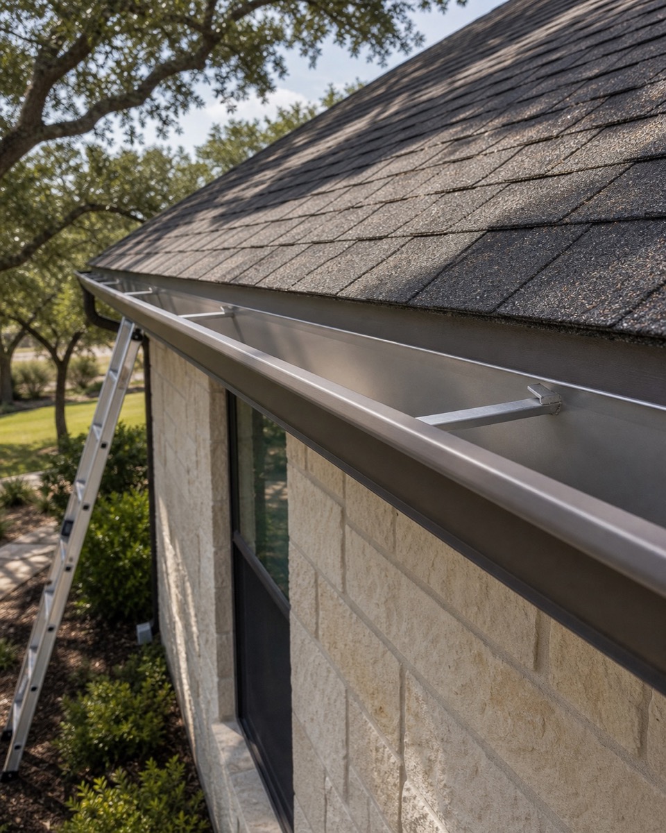 Roof edge and gutter inspection detail